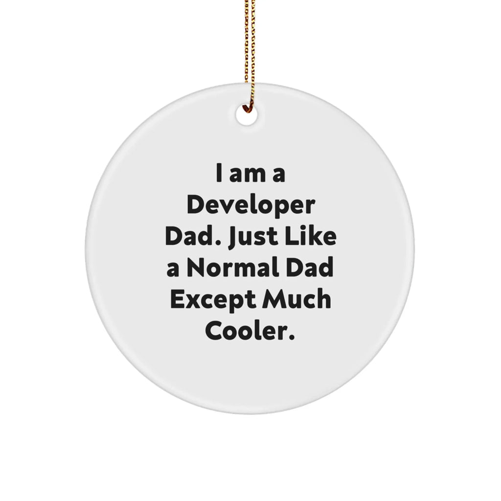 Developer Dad Circle Ornament, Funny Quote Gifts from Men to Developer Friends, Unique Christmas Unique Gifts for Programmer Family