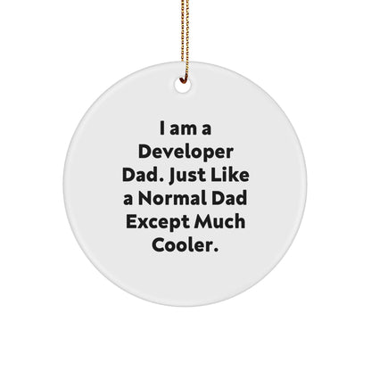Developer Dad Circle Ornament, Funny Quote Gifts from Men to Developer Friends, Unique Christmas Unique Gifts for Programmer Family