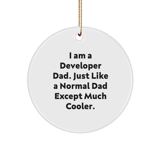 Developer Dad Circle Ornament, Funny Quote Gifts from Men to Developer Friends, Unique Christmas Unique Gifts for Programmer Family
