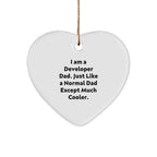 Developer Dad Gifts from Men for Christmas Unique Heart Ornament, 'I Am A Developer Dad' Funny Quote