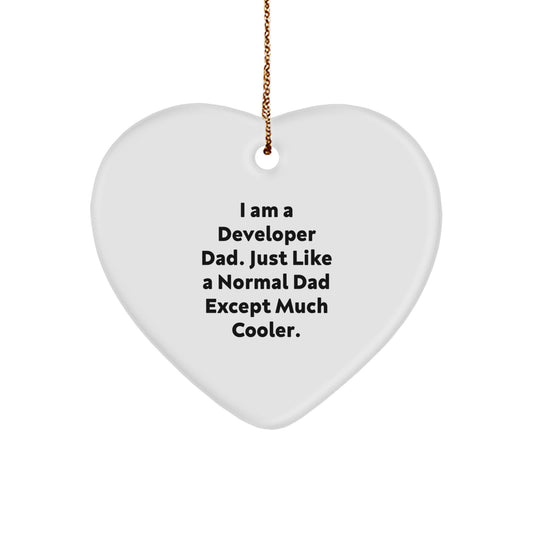 Developer Dad Gifts from Men for Christmas Unique Heart Ornament, 'I Am A Developer Dad' Funny Quote