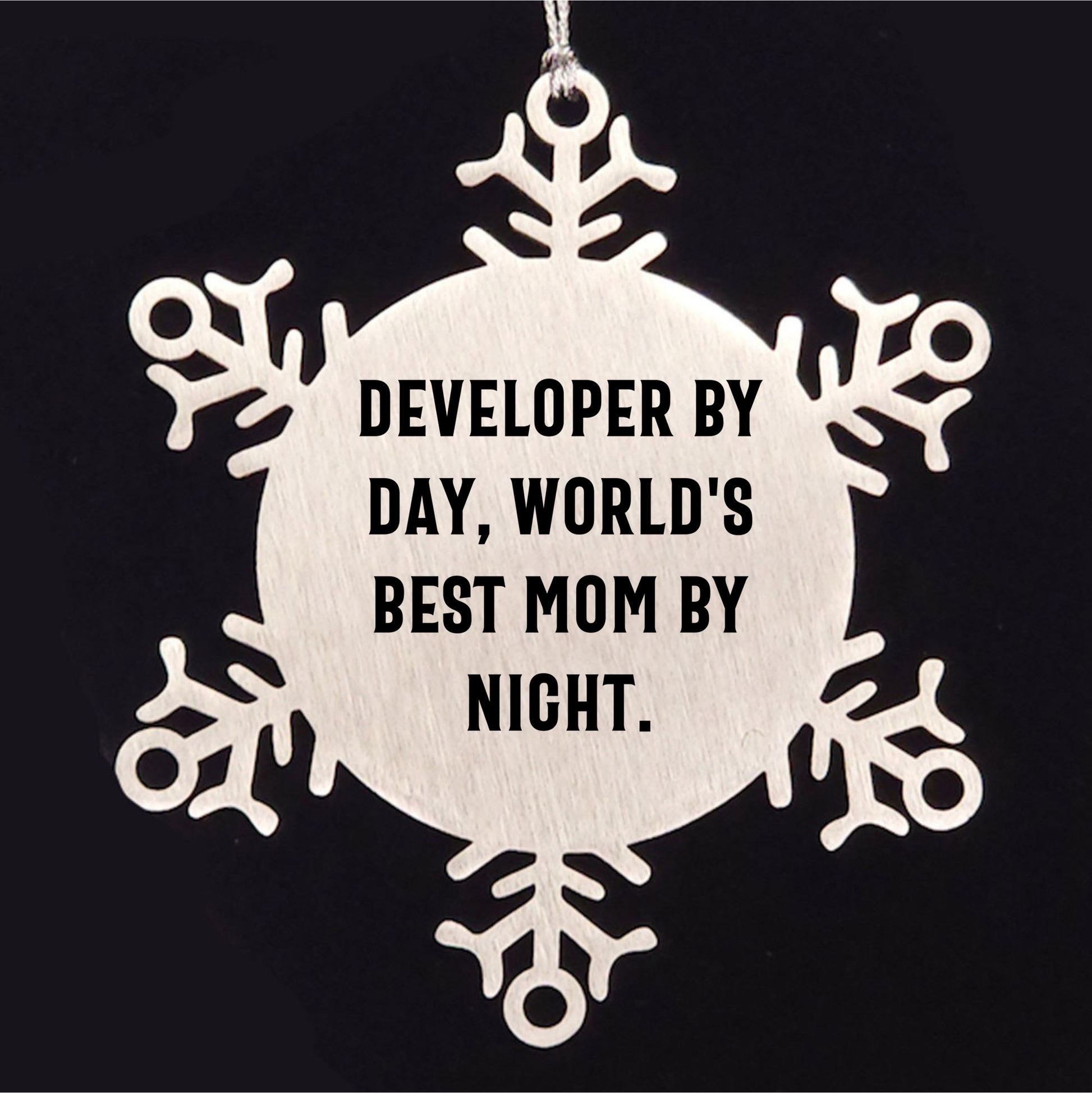 Developer Gifts, 'Developer By Day, World's Best Mom By Night.' Snowflake Ornament for Christmas - Gifts from Mom to Developer