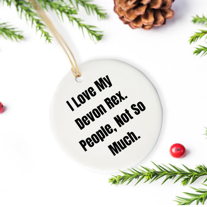 Devon Rex Cat Lover Gifts from Family for Christmas Unique Circle Ornament Funny Quote - I Love My Devon Rex, People Not So Much