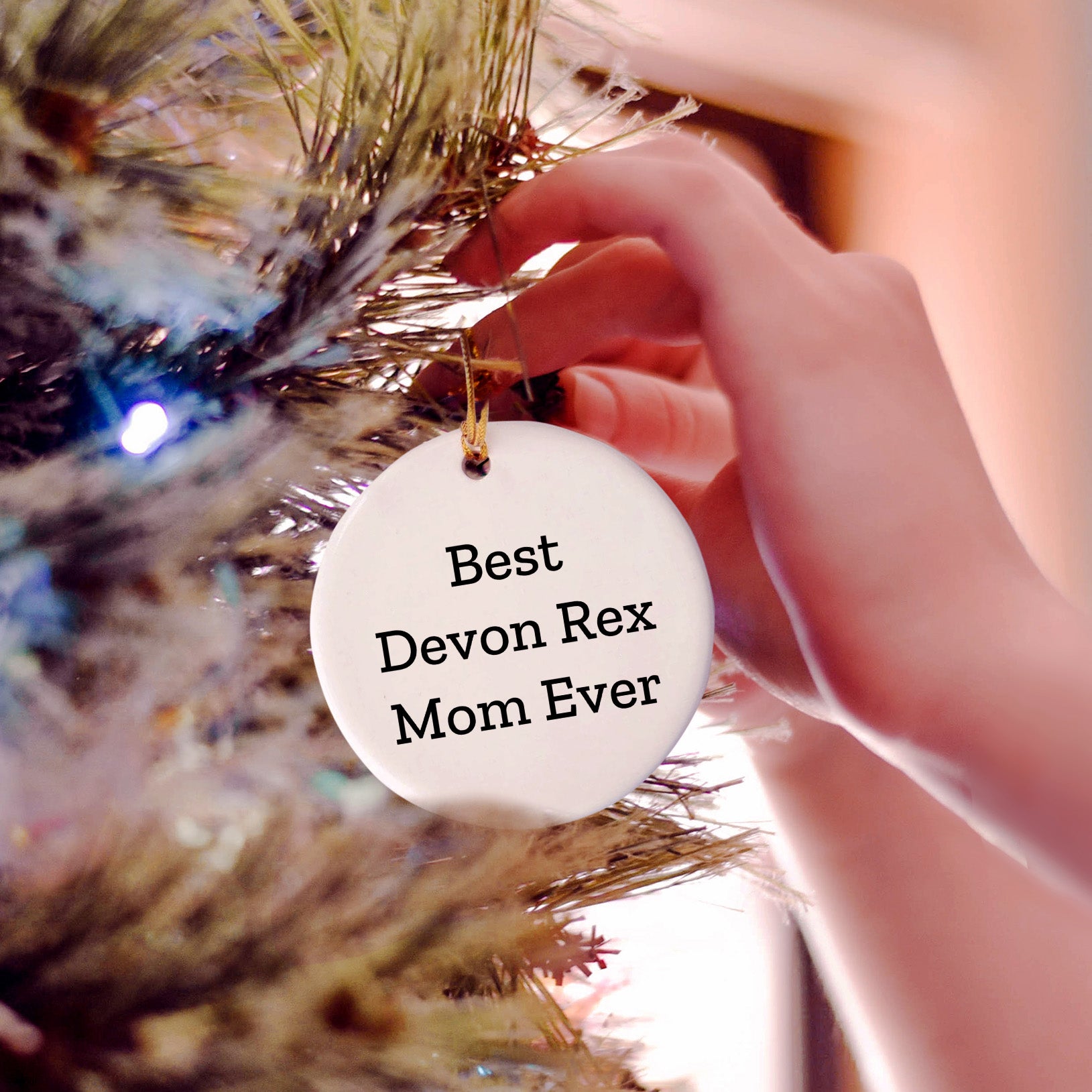 Devon Rex Cat Mom Ever Circle Ornament Christmas Unique Gift for Friends Family