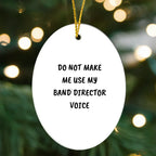 Do Not Make Me Use My Band Director Voice Funny Music Teacher Ornament – Oval-Shaped Holiday Gift for Band Directors and Music Lovers
