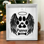 Personalized Pet Memorial Acrylic Ornament with Angel Wings – Custom Dog or Cat Remembrance Keepsake with Optional Gift Box