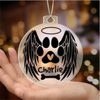 Personalized Pet Memorial Acrylic Ornament with Angel Wings – Custom Dog or Cat Remembrance Keepsake with Optional Gift Box