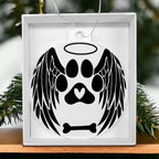 Personalized Pet Memorial Acrylic Ornament with Angel Wings – Custom Dog or Cat Remembrance Keepsake with Optional Gift Box