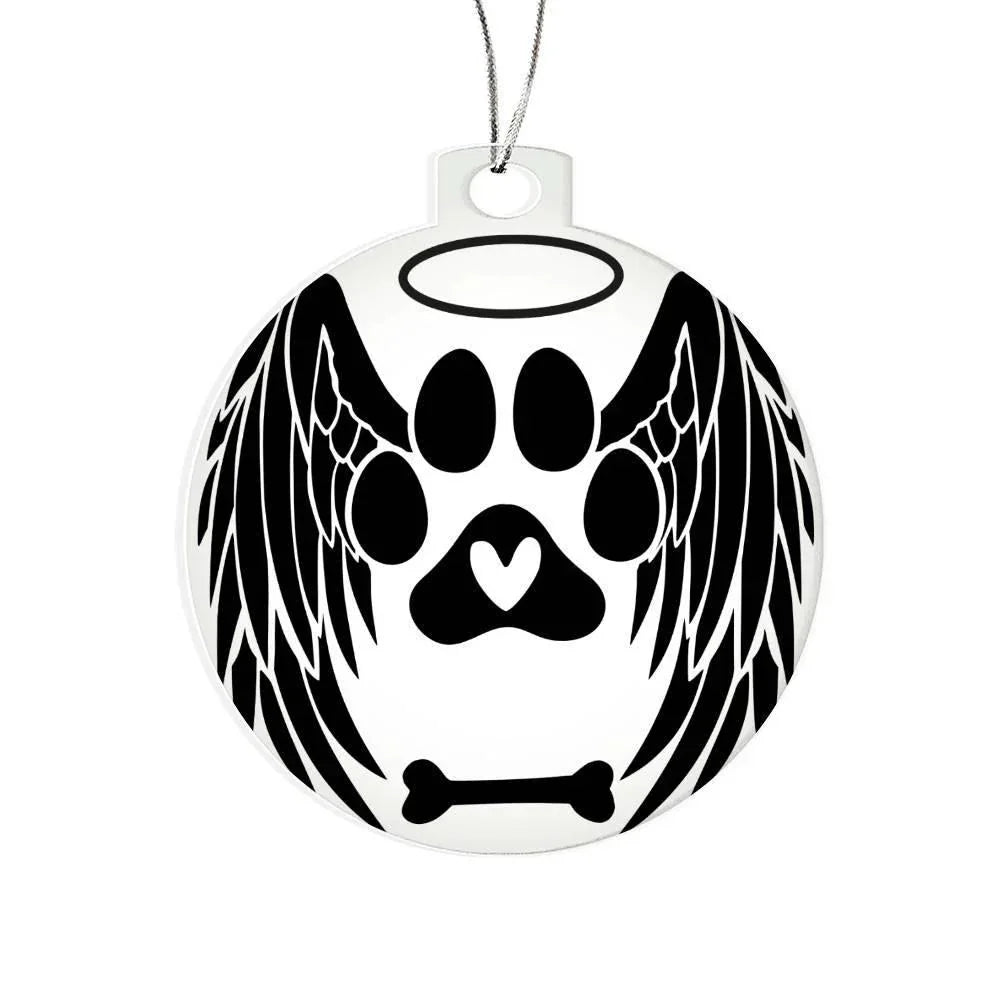 Personalized Pet Memorial Acrylic Ornament with Angel Wings – Custom Dog or Cat Remembrance Keepsake with Optional Gift Box