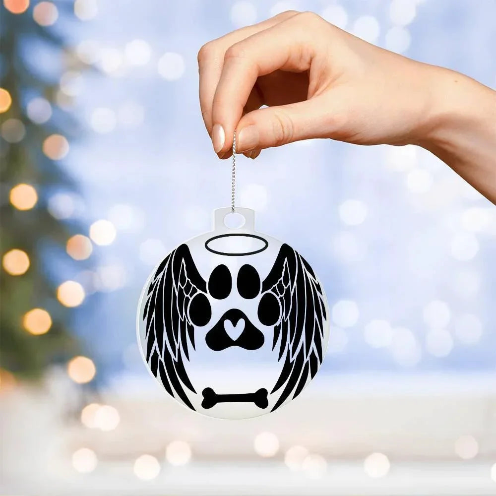 Personalized Pet Memorial Acrylic Ornament with Angel Wings – Custom Dog or Cat Remembrance Keepsake with Optional Gift Box
