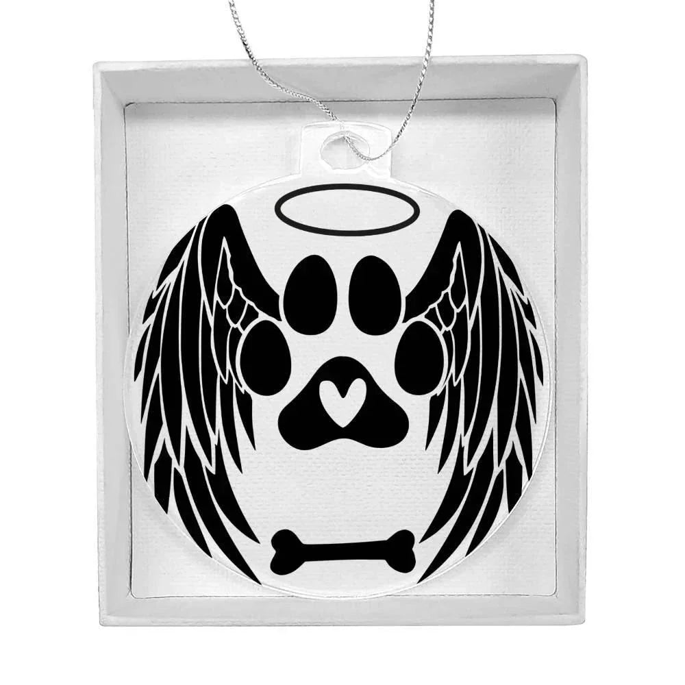Personalized Pet Memorial Acrylic Ornament with Angel Wings – Custom Dog or Cat Remembrance Keepsake with Optional Gift Box