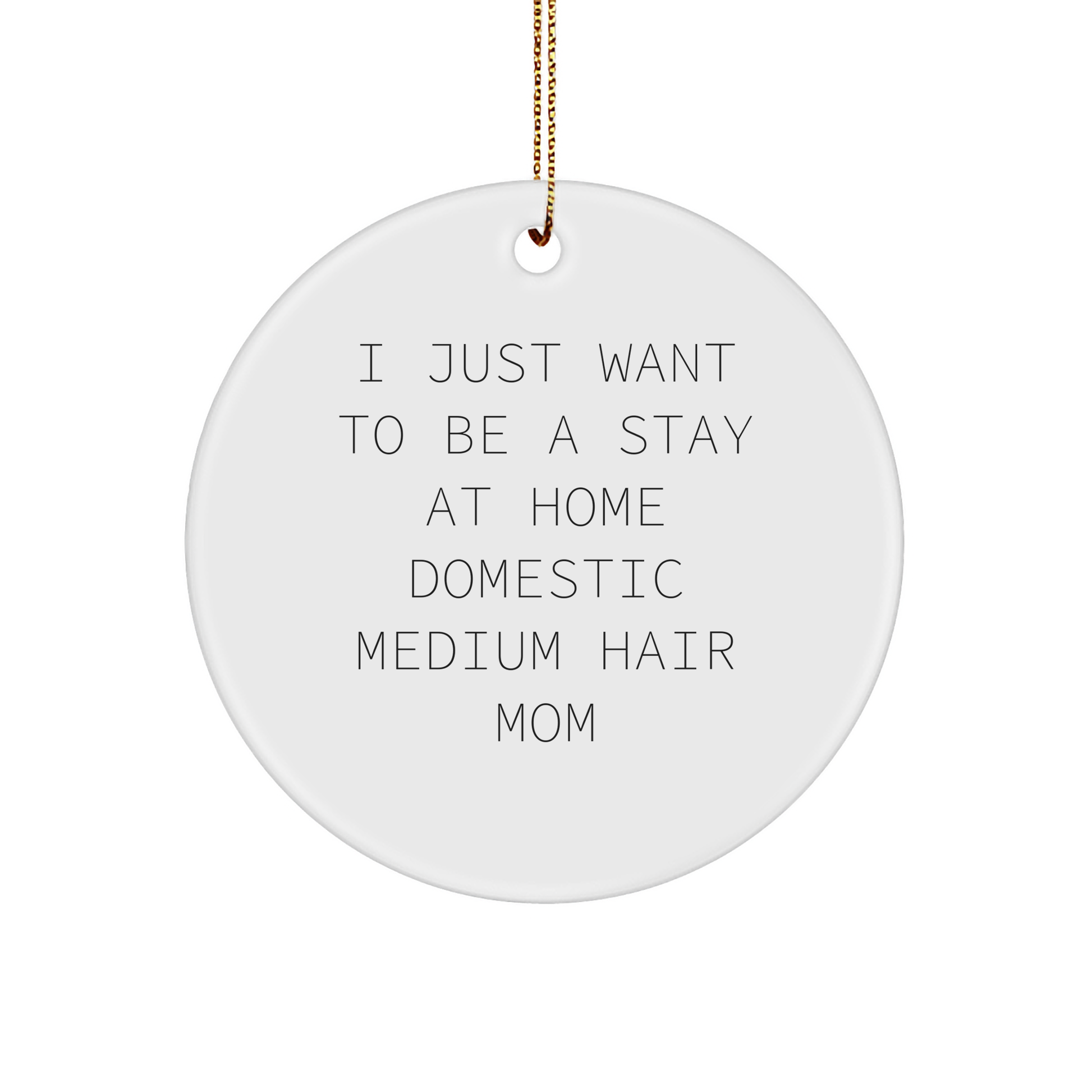 Domestic Medium Hair Cat Mom Gifts, I Just Want To Be A Stay At Home, Circle Ornament for Christmas, Gifts from Mom to Domestic Medium Hair Cat, Unique Christmas Unique Gifts