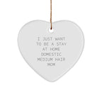 Domestic Medium Hair Cat Mom Heart Ornament, Funny Quote Christmas Gifts