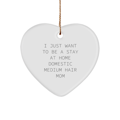Domestic Medium Hair Cat Mom Heart Ornament, Funny Quote Christmas Gifts