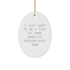 Domestic Medium Hair Cat Mom Oval Ornament, I Just Want To Be A Stay At Home, Gifts from Family to Friends, Christmas Unique Gifts for Domestic Medium Hair Cat, Oval Ornament