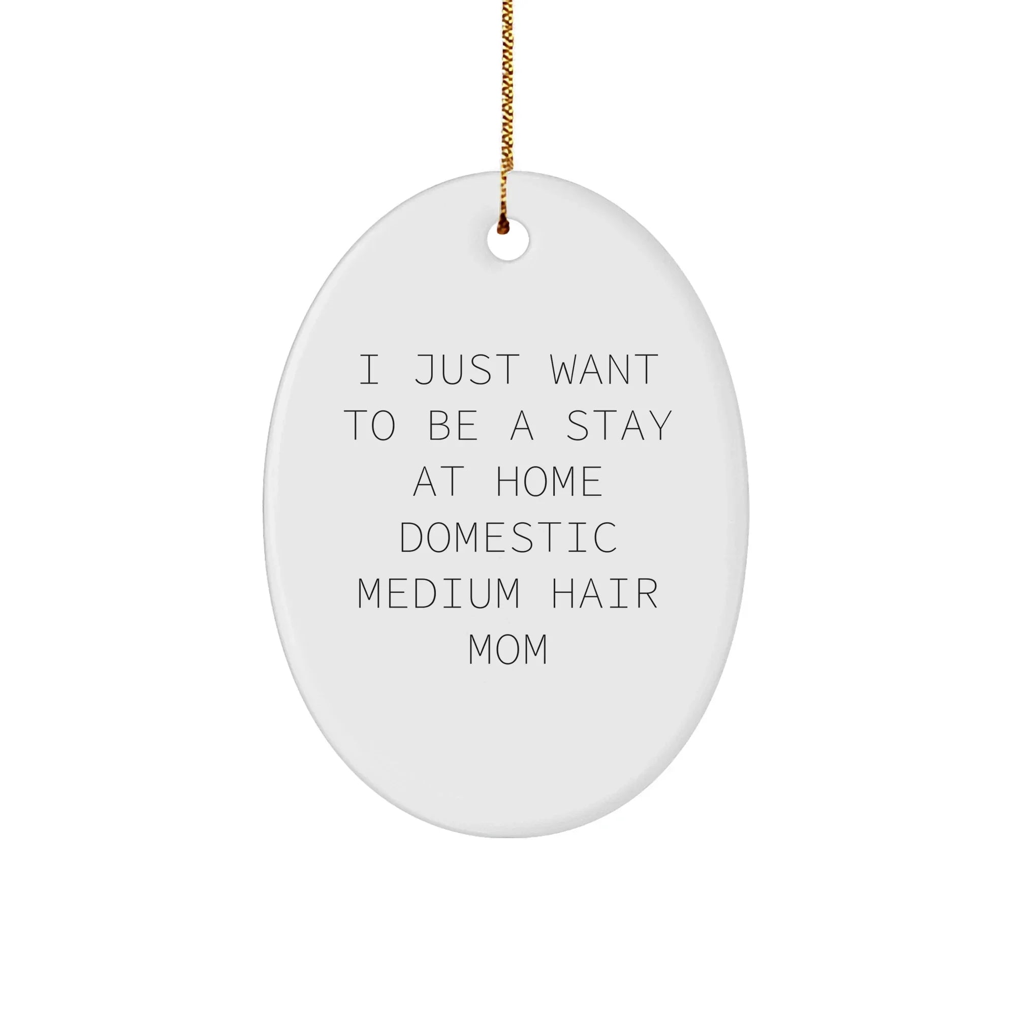 Domestic Medium Hair Cat Mom Oval Ornament, I Just Want To Be A Stay At Home, Gifts from Family to Friends, Christmas Unique Gifts for Domestic Medium Hair Cat, Oval Ornament