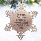 Drafter's Genius Snowflake Ornament, Funny Quote Gifts from Men to Friends, Christmas Unique Presents for Women, Coworkers and Family