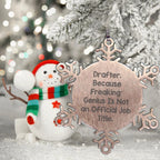 Drafter's Genius Snowflake Ornament, Funny Quote Gifts from Men to Friends, Christmas Unique Presents for Women, Coworkers and Family