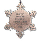 Drafter's Genius Snowflake Ornament, Funny Quote Gifts from Men to Friends, Christmas Unique Presents for Women, Coworkers and Family