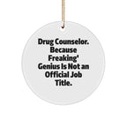 Drug Counselor Gifts, 'Freaking' genius Circle Ornament, Funny Quote, Christmas Unique Gifts from Friends