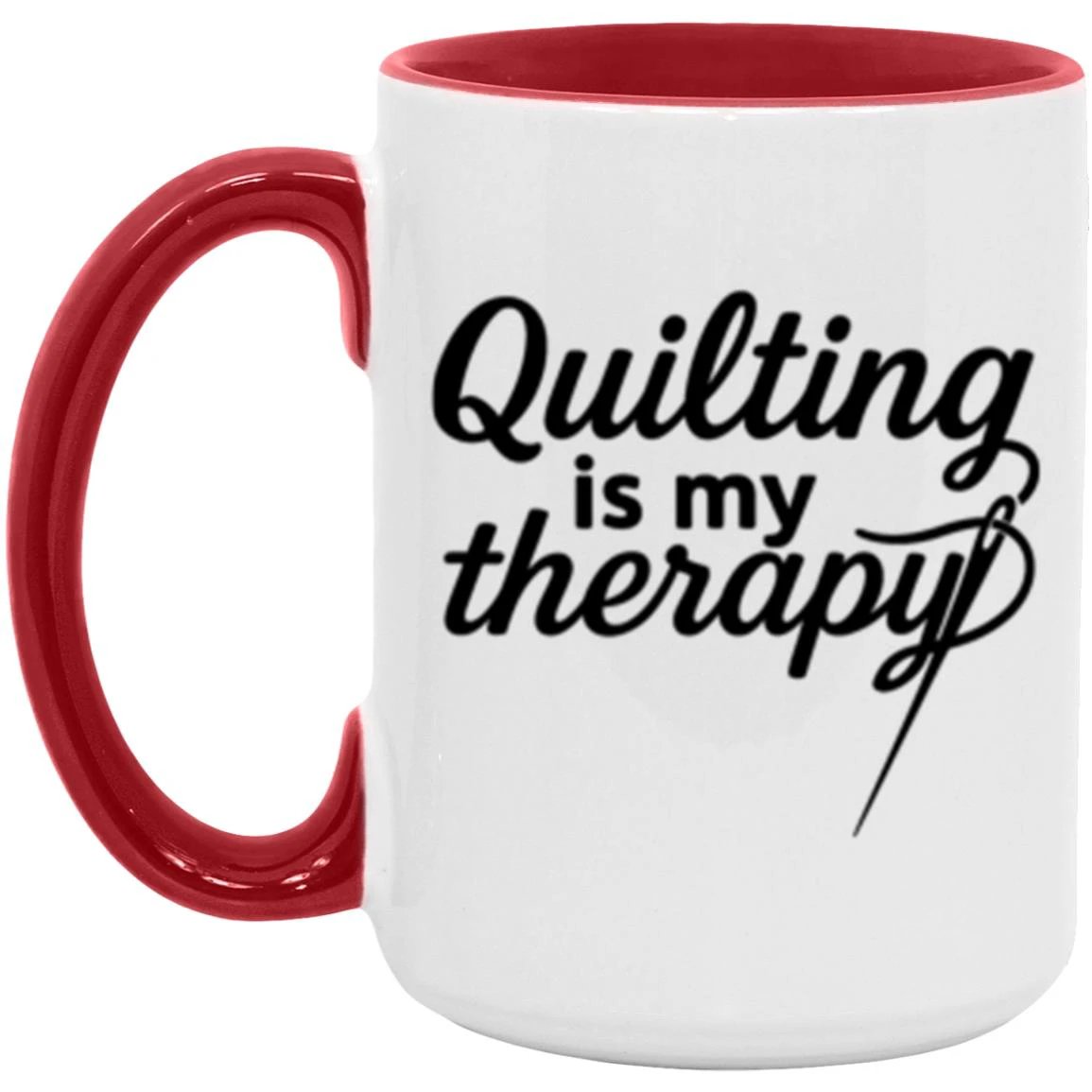 Quilting Is My Therapy Funny Quilter Ceramic Coffee Mug – Gift for Sewing Lovers, Stitchers, and Crafter