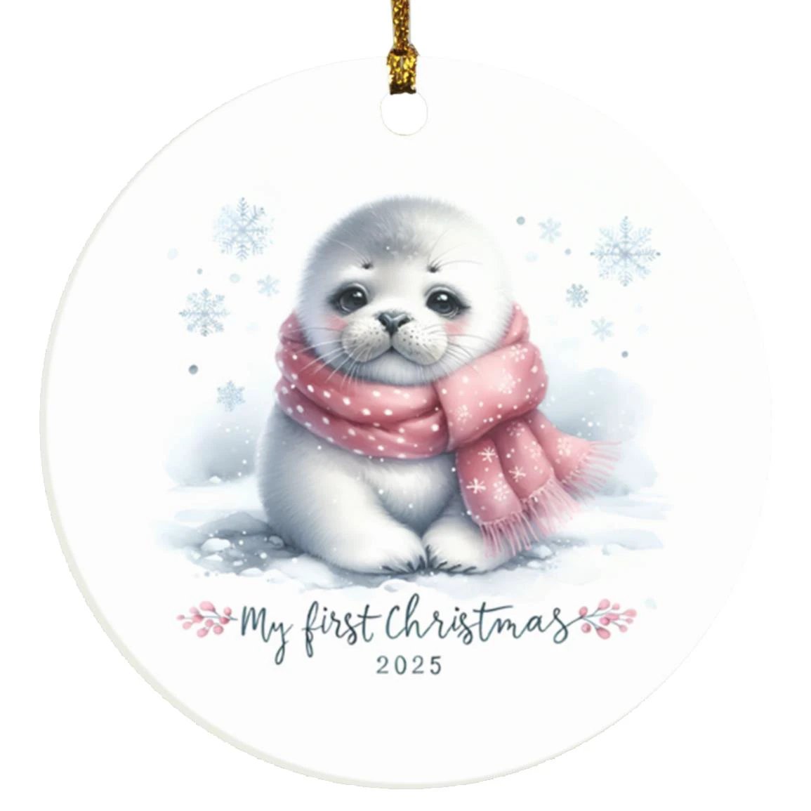 My First Christmas 2025 Arctic Seal Pup Tree Ornament Baby’s First Christmas Keepsake, Cute Newborn Gift