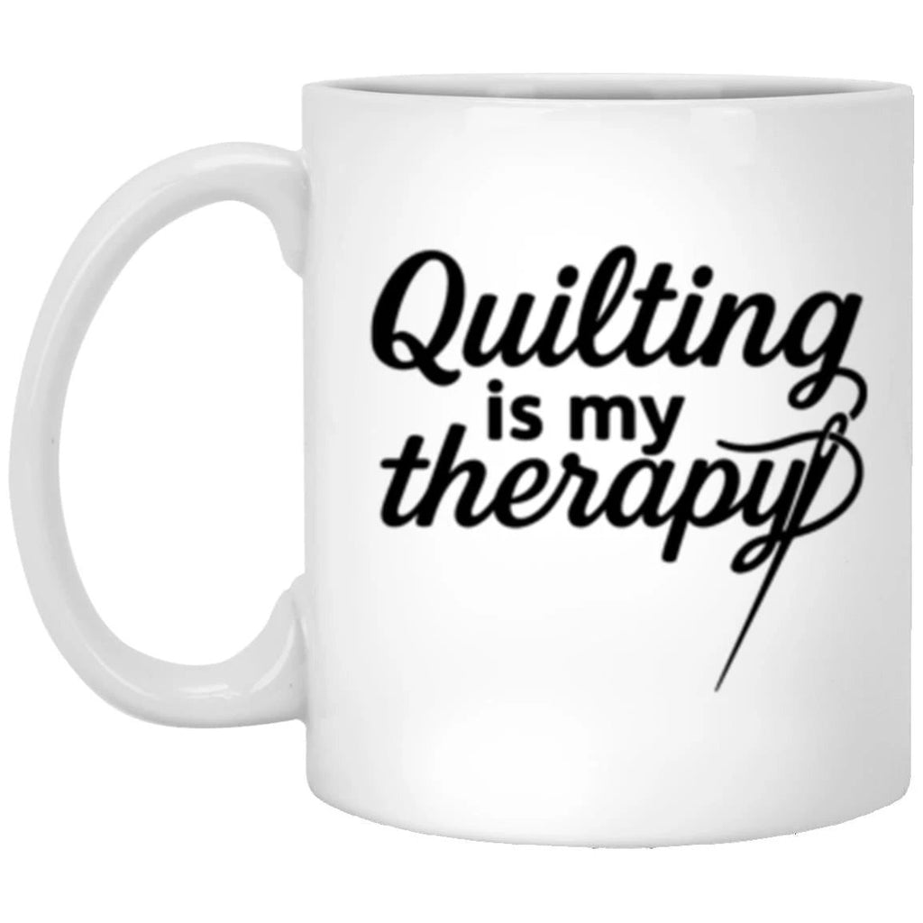 Quilting Is My Therapy Funny Quilter Ceramic Coffee Mug – Gift for Sewing Lovers, Stitchers, and Crafter