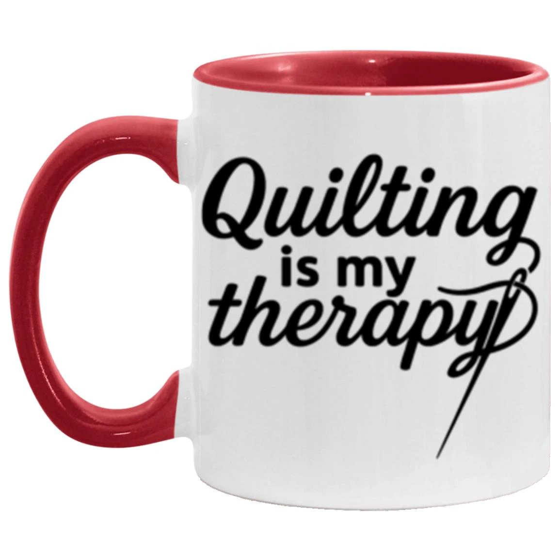 Quilting Is My Therapy Funny Quilter Ceramic Coffee Mug – Gift for Sewing Lovers, Stitchers, and Crafter