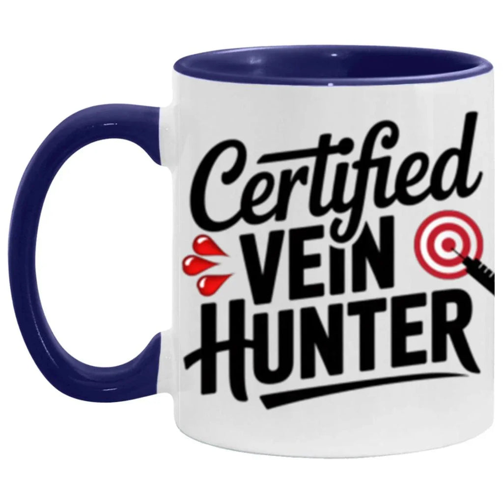 Certified Vein Hunter Phlebotomist Two Toned Accent Coffee Mug – Funny Medical Lab Tech Gift for Coworkers, Nurses & Students