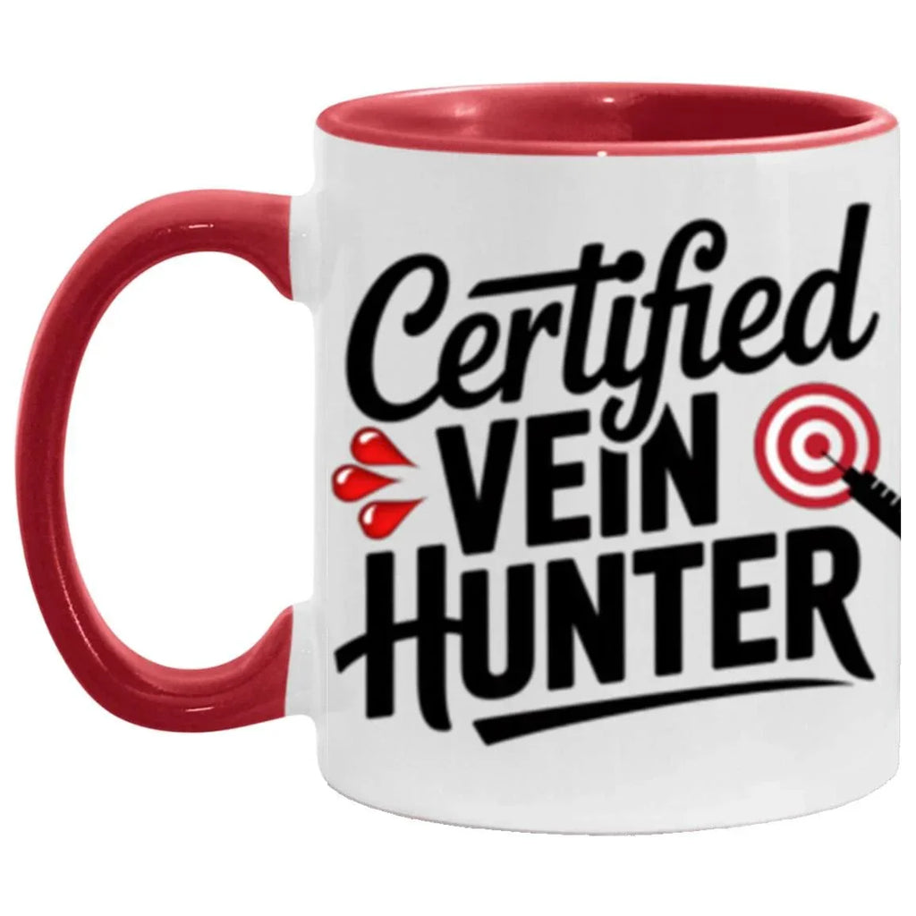 Certified Vein Hunter Phlebotomist Two Toned Accent Coffee Mug – Funny Medical Lab Tech Gift for Coworkers, Nurses & Students