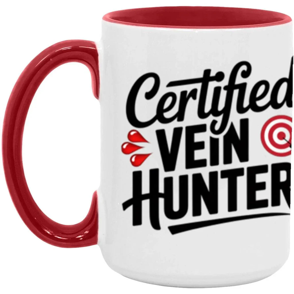 Certified Vein Hunter Phlebotomist Two Toned Accent Coffee Mug – Funny Medical Lab Tech Gift for Coworkers, Nurses & Students