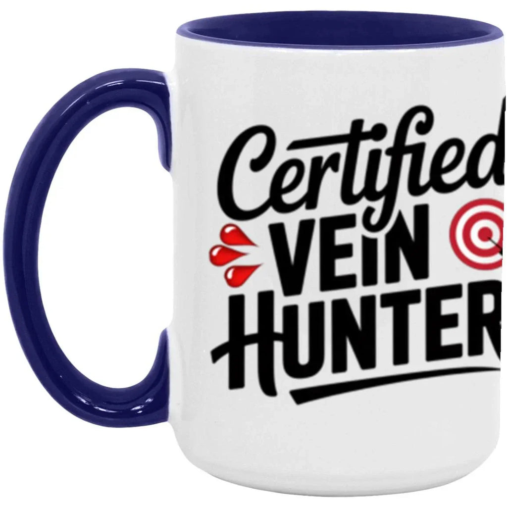 Certified Vein Hunter Phlebotomist Two Toned Accent Coffee Mug – Funny Medical Lab Tech Gift for Coworkers, Nurses & Students