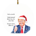 Personalized Trump Christmas Ornament – Funny Santa Thumbs-Up Holiday Gift – Custom Name & Year Keepsake