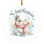 My First Christmas 2025 Bunny Ornament – Baby’s First Christmas Keepsake, Cute Newborn Gift, Durable MDF Ornament with Gold Cord