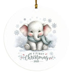 My First Christmas 2025 Elephant Ornament – Baby’s First Christmas Keepsake, Cute Newborn Gift, Durable MDF Ornament with Gold Cord