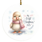 My First Christmas 2025 Duckling Ornament – Baby’s First Christmas Keepsake, Cute Newborn Gift, Durable MDF Ornament with Gold Cord