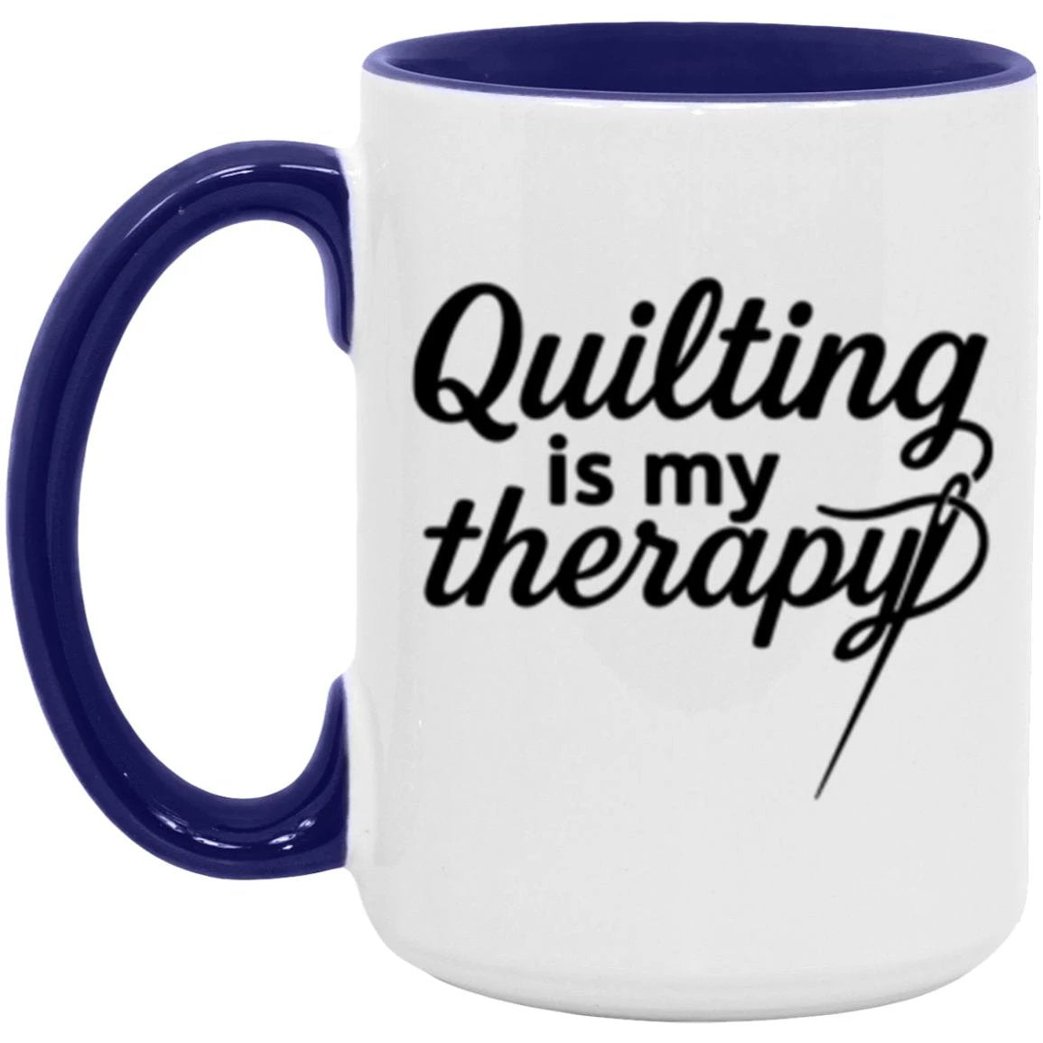 Quilting Is My Therapy Funny Quilter Ceramic Coffee Mug – Gift for Sewing Lovers, Stitchers, and Crafter