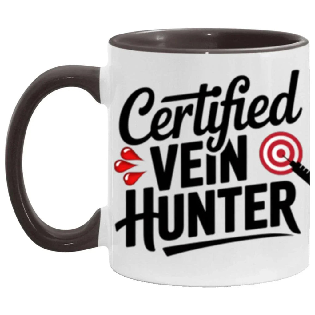 Certified Vein Hunter Phlebotomist Two Toned Accent Coffee Mug – Funny Medical Lab Tech Gift for Coworkers, Nurses & Students