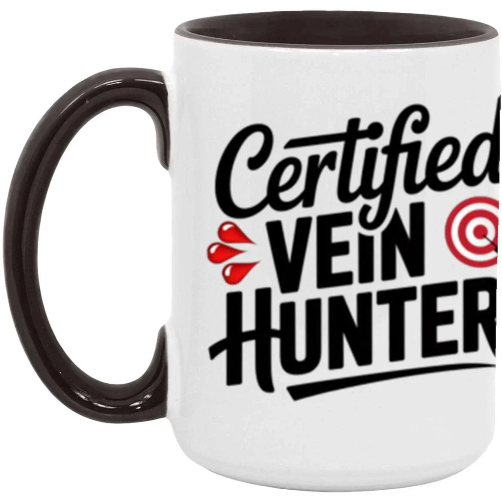 Certified Vein Hunter Phlebotomist Two Toned Accent Coffee Mug – Funny Medical Lab Tech Gift for Coworkers, Nurses & Students