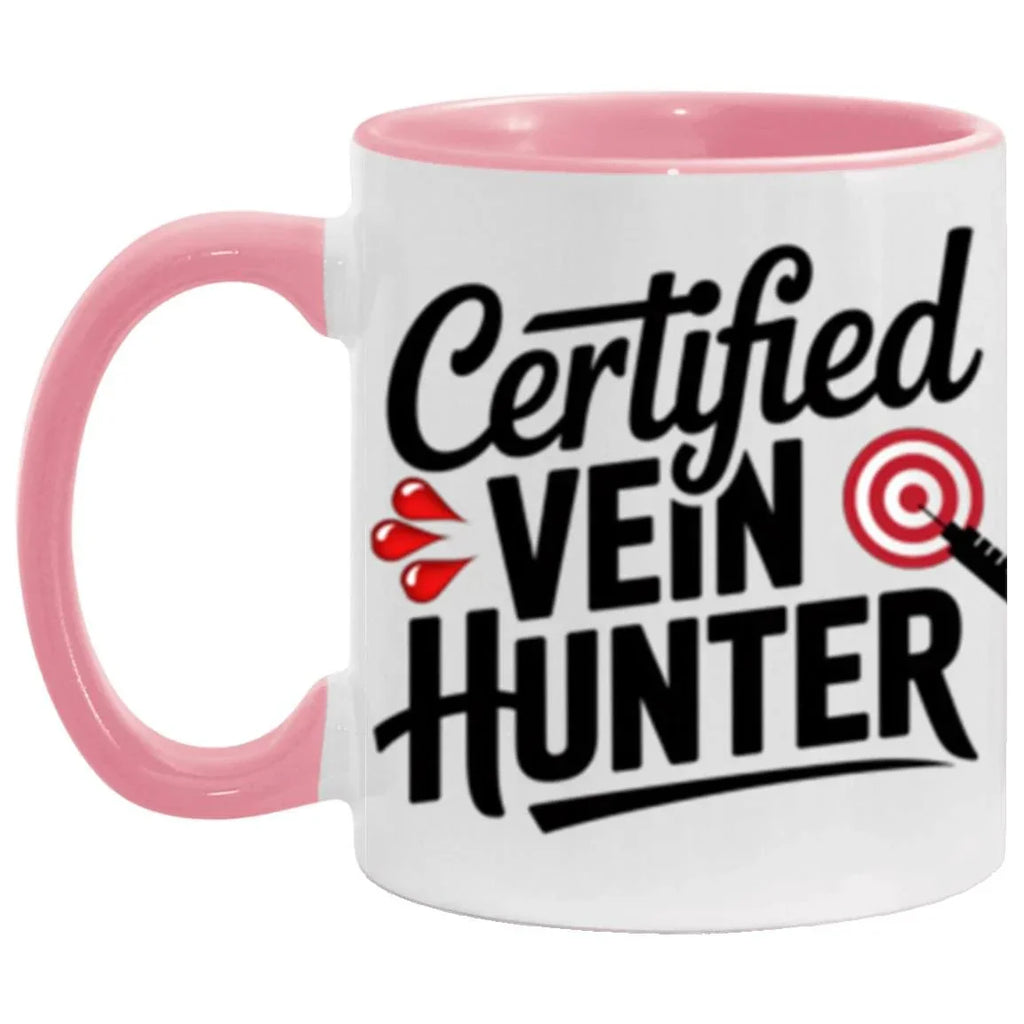 Certified Vein Hunter Phlebotomist Two Toned Accent Coffee Mug – Funny Medical Lab Tech Gift for Coworkers, Nurses & Students