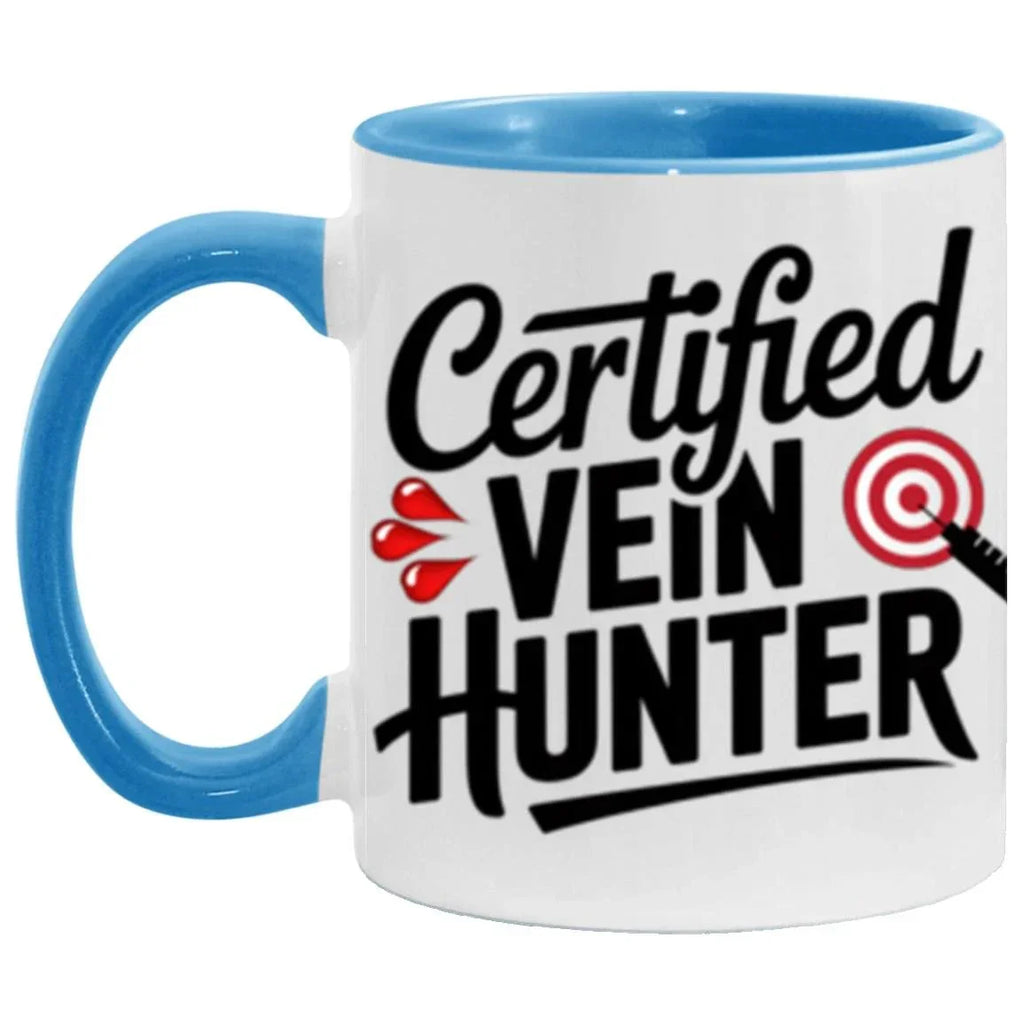 Certified Vein Hunter Phlebotomist Two Toned Accent Coffee Mug – Funny Medical Lab Tech Gift for Coworkers, Nurses & Students