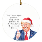 Personalized Nephew - Niece Trump Christmas Ornament – Funny Santa Thumbs-Up Holiday Gift – Custom Name & Year Keepsake for Nephews