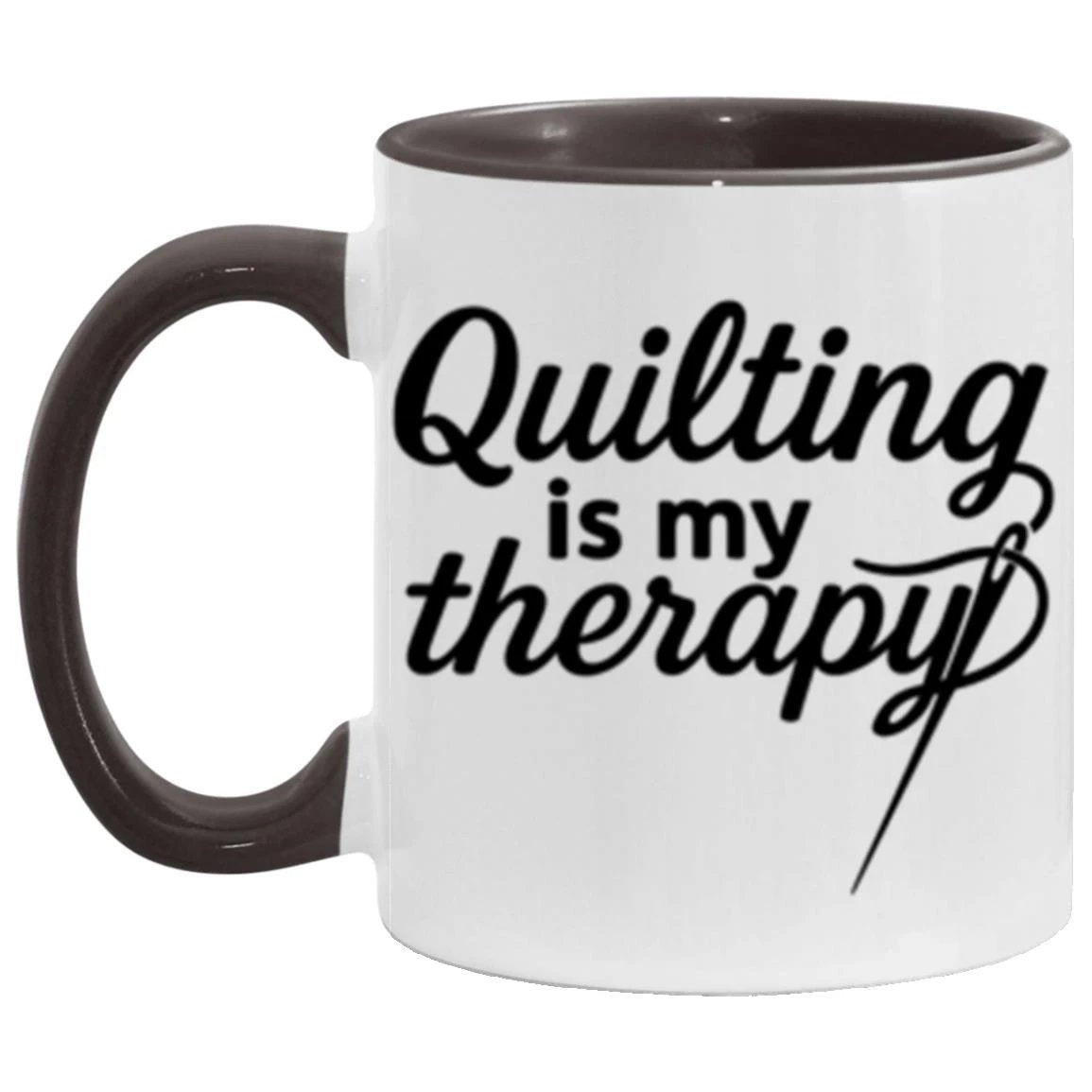 Quilting Is My Therapy Funny Quilter Ceramic Coffee Mug – Gift for Sewing Lovers, Stitchers, and Crafter