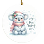 My First Christmas 2025 Koala Ornament – Baby’s First Christmas Keepsake, Cute Newborn Gift, Durable MDF Ornament with Gold Cord