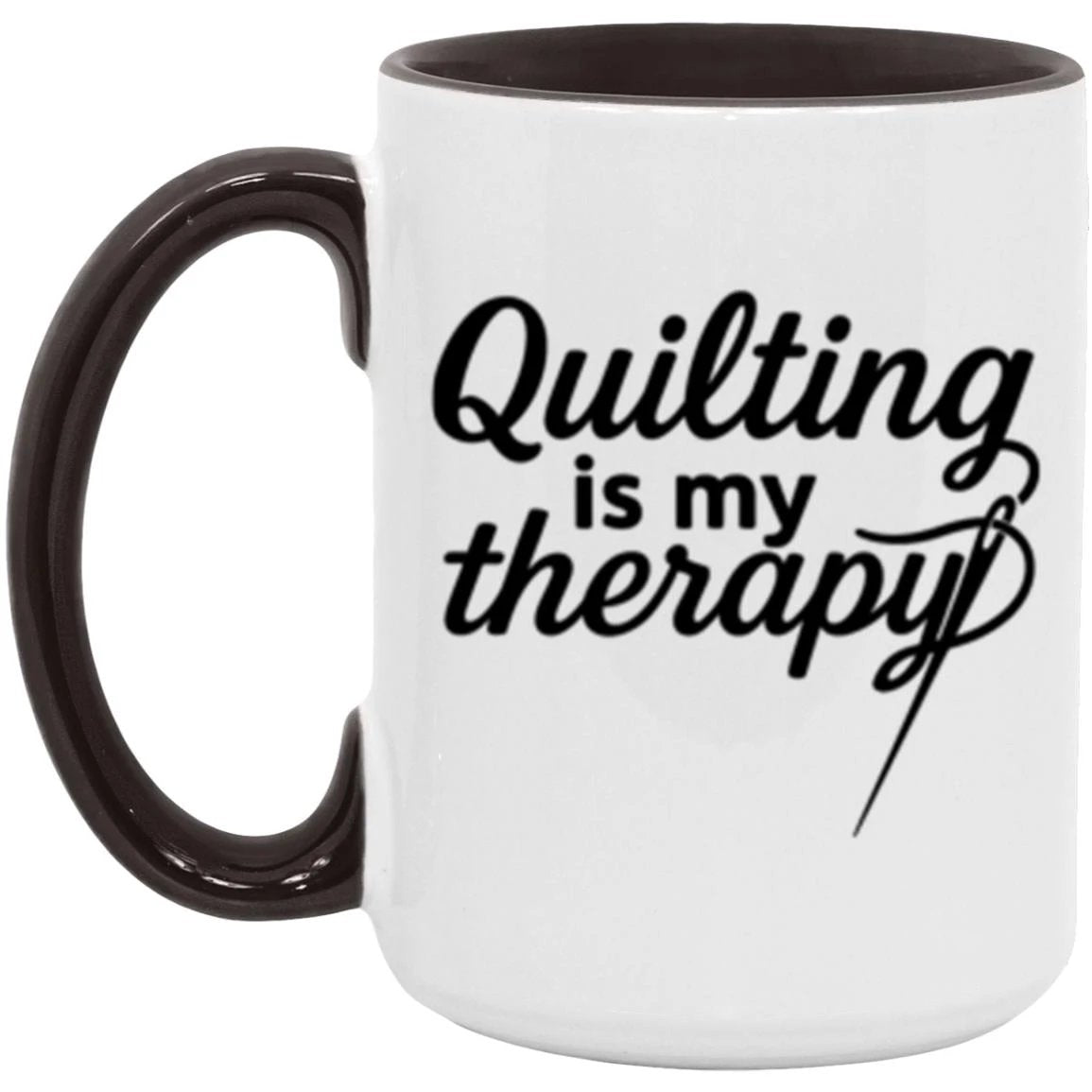 Quilting Is My Therapy Funny Quilter Ceramic Coffee Mug – Gift for Sewing Lovers, Stitchers, and Crafter