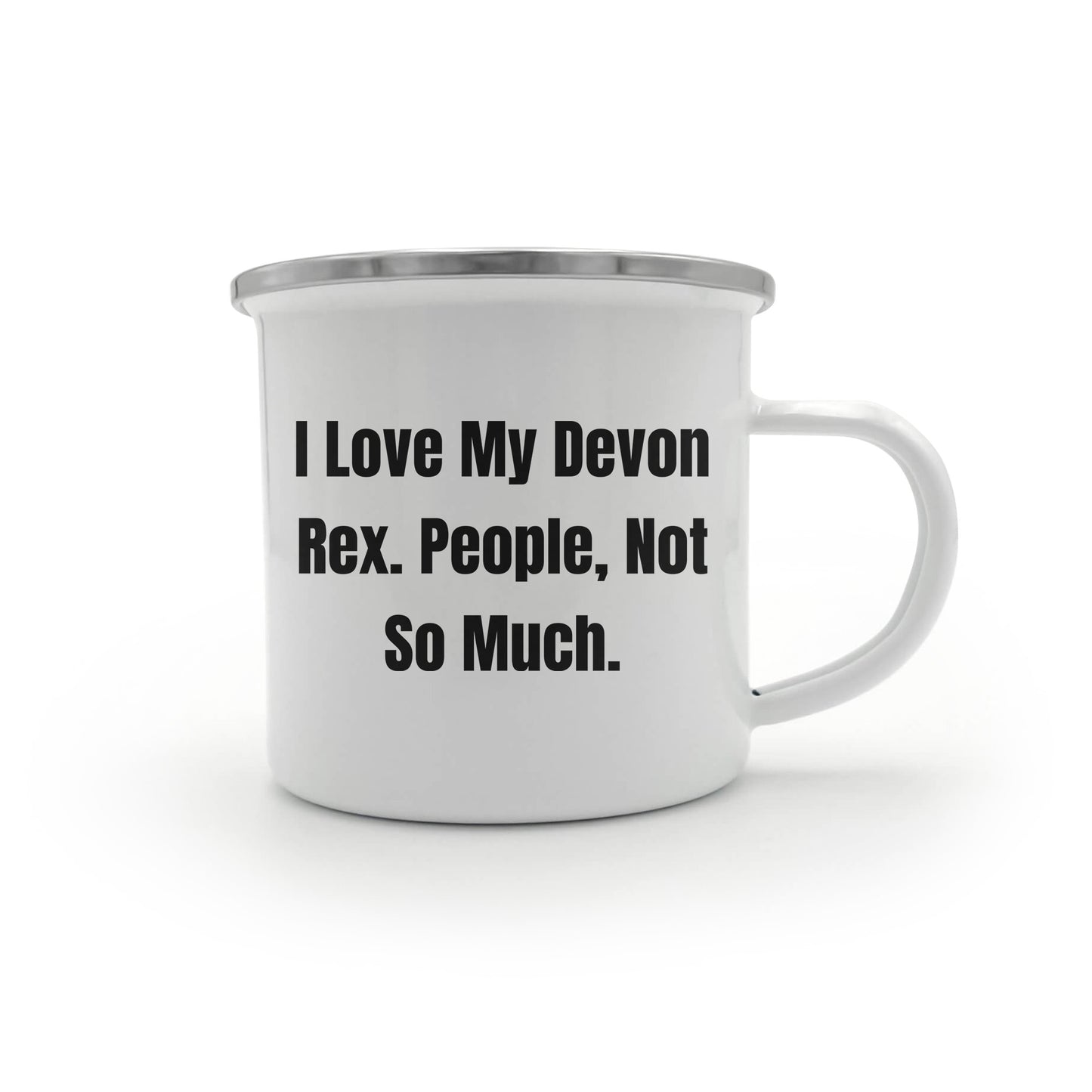 Devon Rex Cat Lovers Camping Mug Gift, Funny Quote - I Love My Devon Rex. People, Not So Much - Mallard Moon Gift Shop