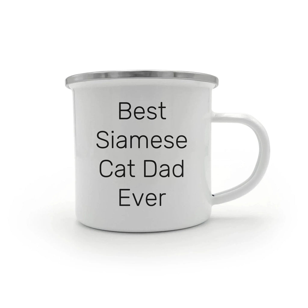Funny Siamese Cat Dad Graduation Gifts from Friends, 'Best Siamese Cat Dad Ever' Camping Mug for Men, Women, Family, 12 oz Stainless Steel with Enamel Finish