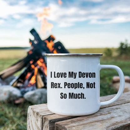 Devon Rex Cat Lovers Camping Mug Gift, Funny Quote - I Love My Devon Rex. People, Not So Much - Mallard Moon Gift Shop