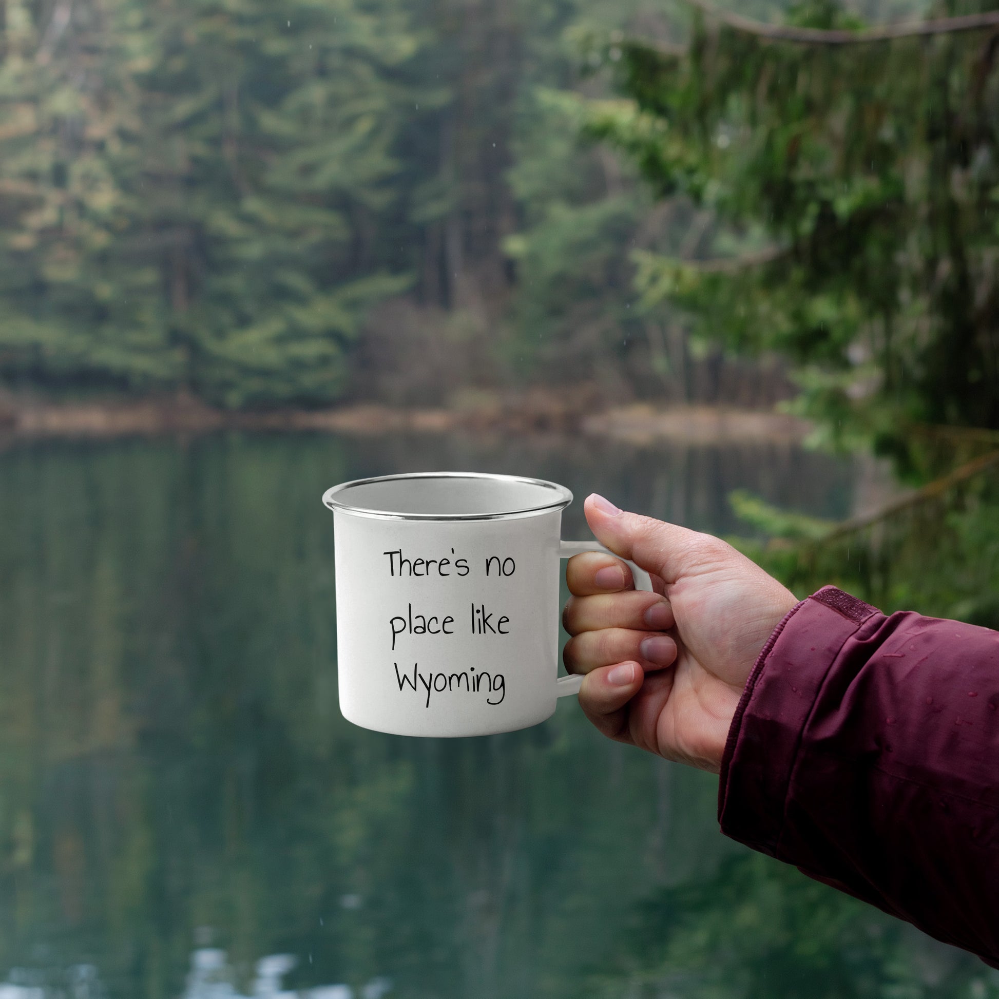 Wyoming Love Camping Mug - There's No Place Like Wyoming - Mallard Moon Gift Shop