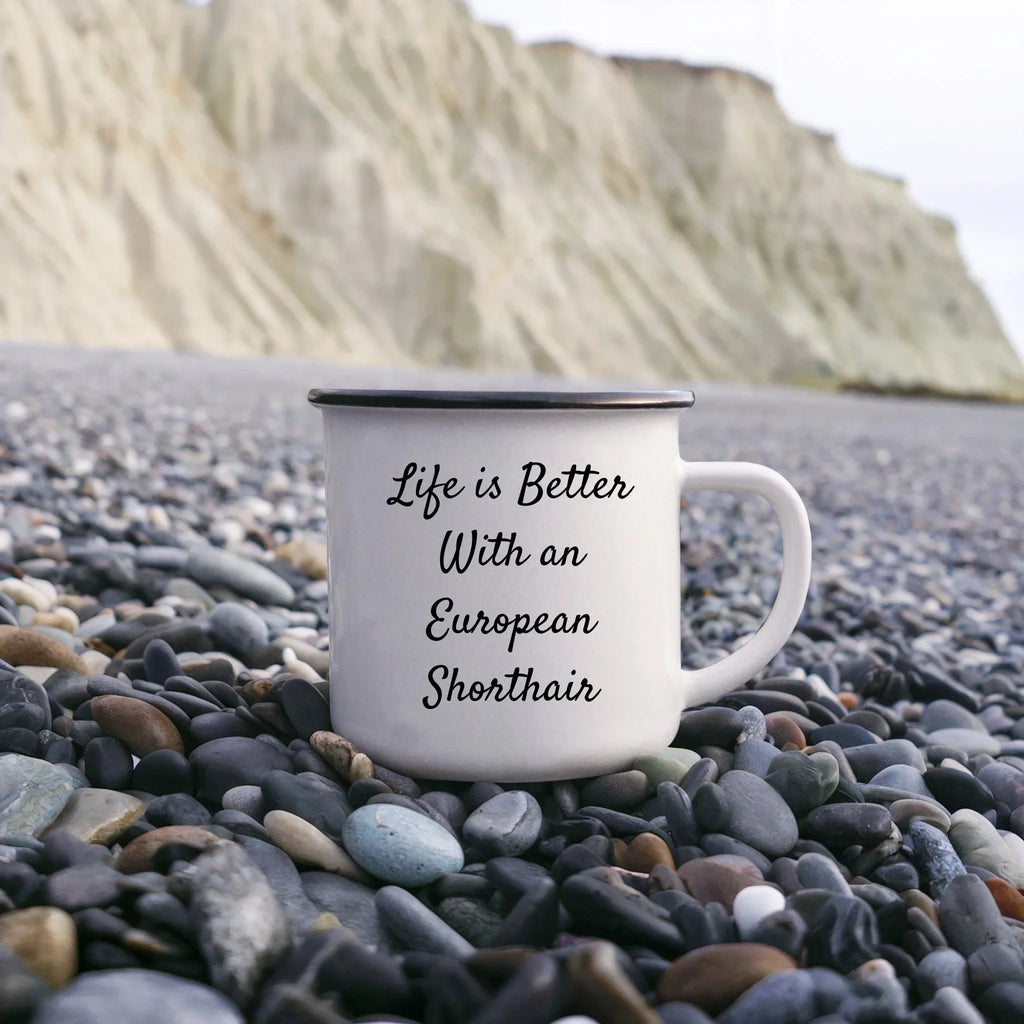 Gifts from Friends for European Shorthair Cat Lovers - 'Life Is Better With An European Shorthair' Funny Camping Mug, Valentine's Unique Gifts for Men, Women, Family, Friends